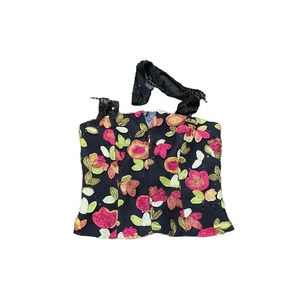 Chetta B Bustier Floral Pattern Halter‎ Top Back Zip Closure Pink Black Womens 6